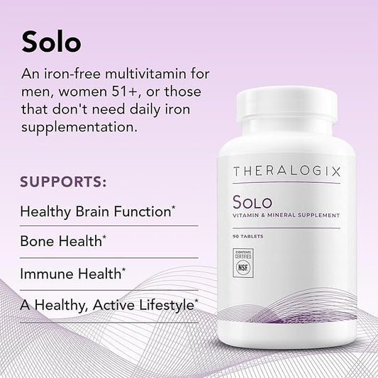 Theralogix Solo Multivitamin & Multimineral Supplement 90-Day Supply D3, Vitamin 90 Tablets
