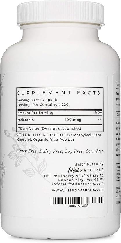 Lifted Naturals Micro Melatonin Family Size 220 Vegetable 100 mcg