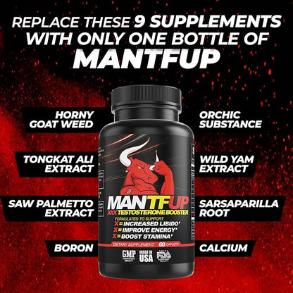 Vitality Enhancer for Men | Fast-Acting Testosterone Booster & Daily Supplement to Support Male Health & Libido | Potenciadores de Testosterona | Made in USA (1 Month Supply, 60 Caplets)