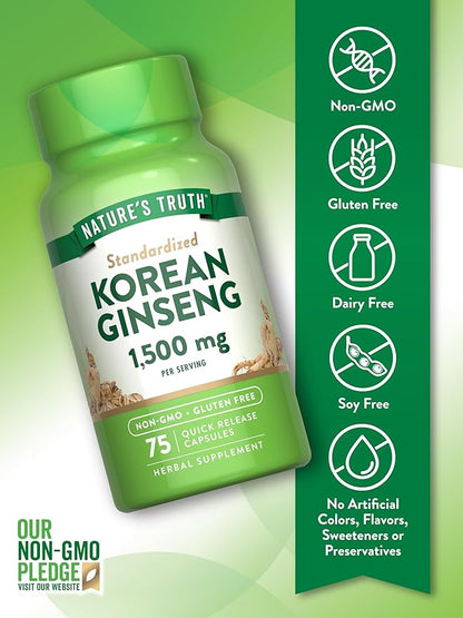 Nature's Truth Korean Ginseng Capsules 75 Count