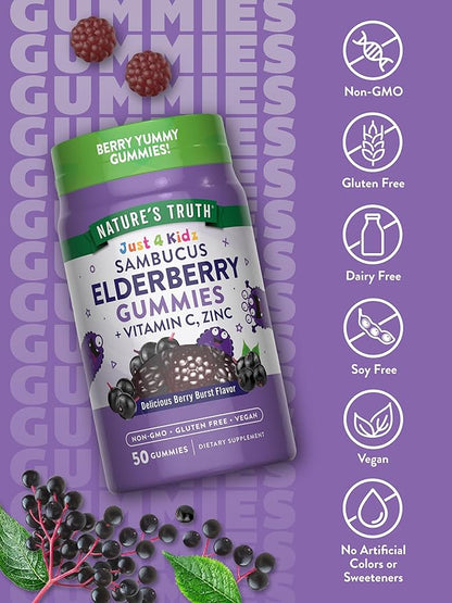 Nature's Truth Kids Elderberry Gummies 50 Count