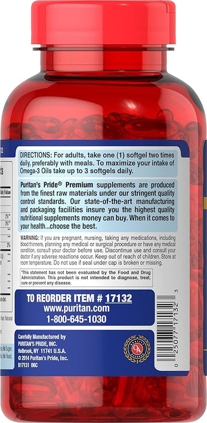 Puritan's Pride Double Strength Omega-3 Fish 1200 Mg, 180 Count