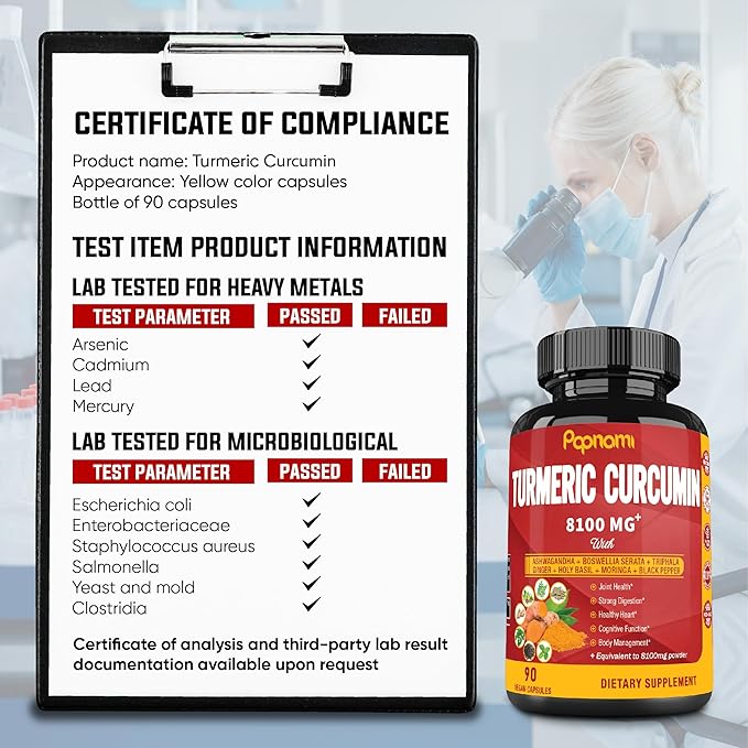 Turmeric Curcumin Extract Capsules 8100mg - 90 Counts 3 Month