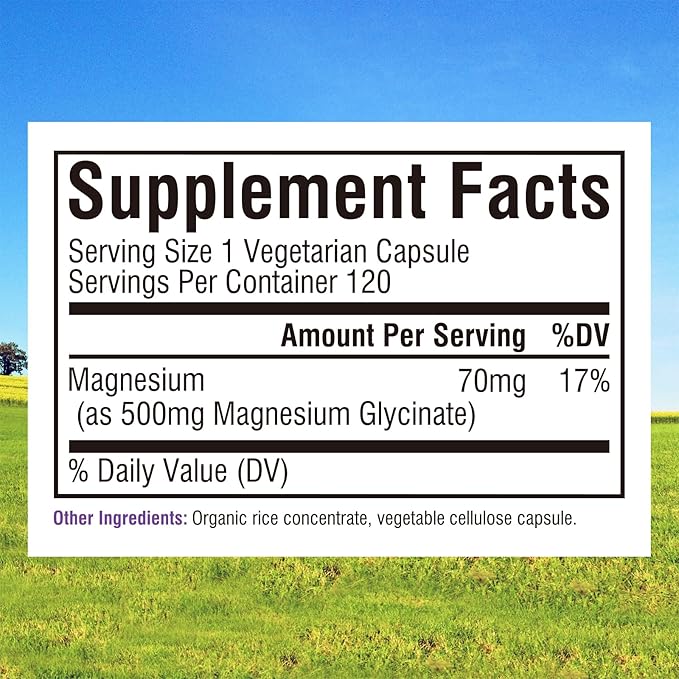 Innate Vitality Magnesium Glycinate 500mg 70mg Elemental 120 Vegan