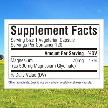 Innate Vitality Magnesium Glycinate 500mg 70mg Elemental 120 Vegan