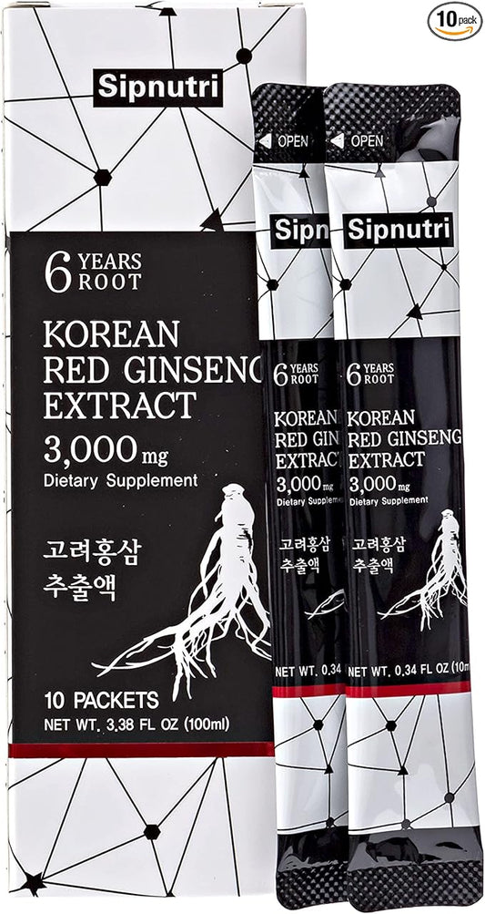Korean Red Panax Ginseng Extract Liquid 3000 mg, 6 Years 10 ml 10 Packets