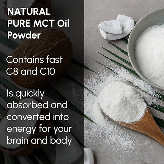 MCT Oil Powder 8 oz - Prebiotic Nutritional Supplements for Coffee Creamer, Quickly Fuel for Body and Brain