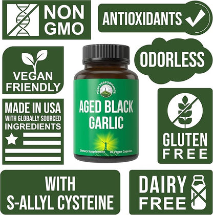 Peak Performance Aged Black Garlic Capsules.