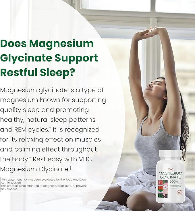 Magnesium Glycinate 500mg Supplement Capsules, Chelated 120 Veggie