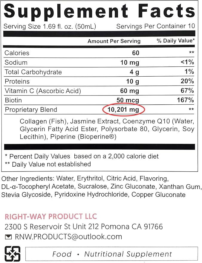 Hydrolyzed Liquid Collagen Drink, 10,000mg Wild-Caught Q10, Coenzyme, (3 Boxes, 30 Bottles,
