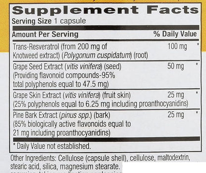 Country Life Resveratrol Plus 1000mg - Organic Antioxidant Supplement with Pine Bark & Grape Seed Extracts - Vegan, Gluten-Free, Non-GMO