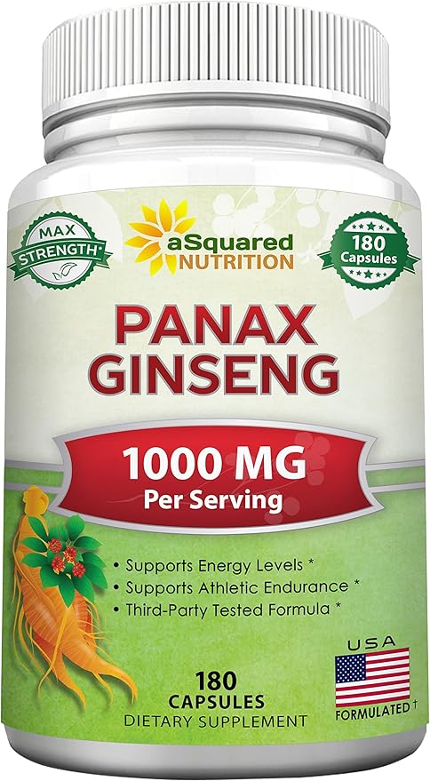 aSquared Nutrition Red Korean Panax Ginseng (1000mg Max 180 Capsules