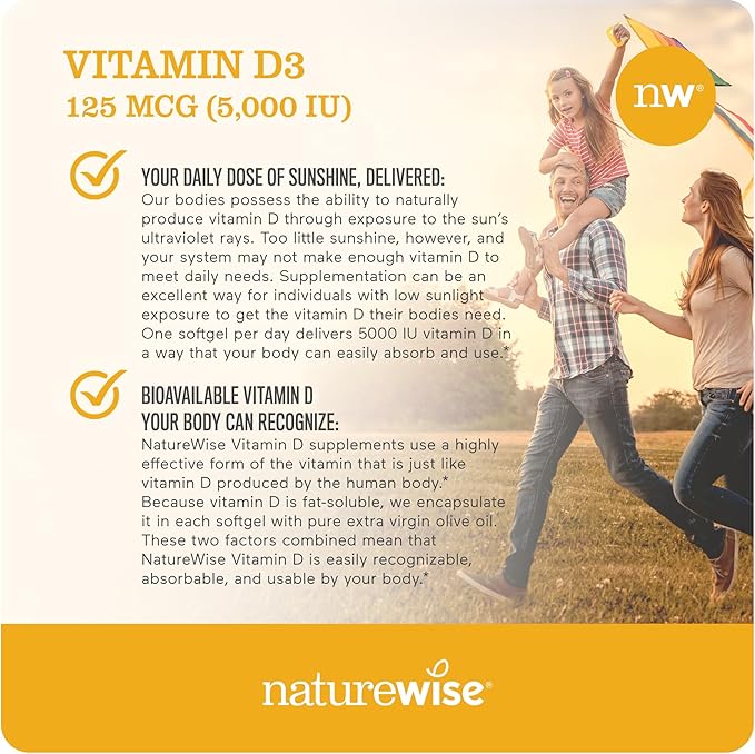 NatureWise Vitamin D3 5000iu (125 mcg) 1 Year 360 Count