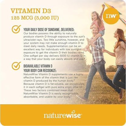 NatureWise Vitamin D3 5000iu (125 mcg) 1 Year 360 Count