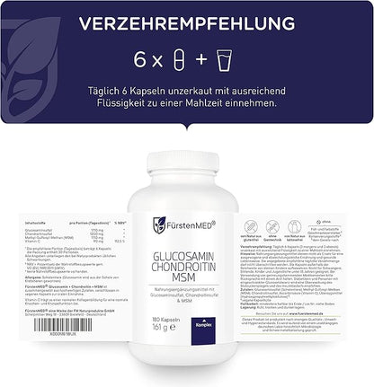 FürstenMED® Glucosamine Chondroitin MSM Supplement 180 Capsules