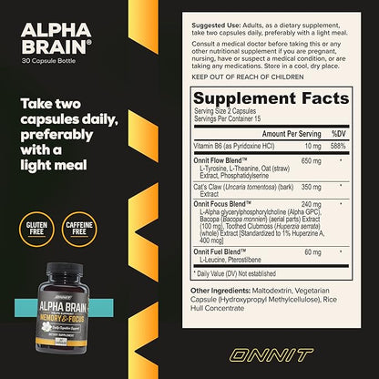 ONNIT Alpha Brain Premium Nootropic Brain 30 Count,