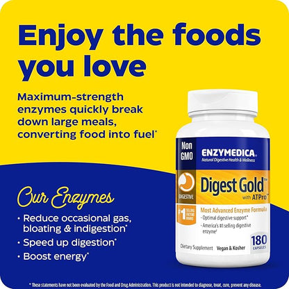 Enzymedica Digest Gold + ATPro, Maximum 180 Count
