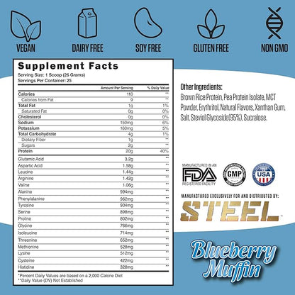 Steel Supplements Veg-PRO Vegan Protein Powder, (25 Servings, 1.65lbs)