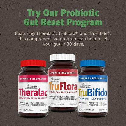 Master Supplements TruFlora - 32 Capsules, Pack of 2 - Blend of Probiotics & Enzymes - Promotes Optimal Gut Health & Boosts Energy - Gluten Free - 64 Total Servings