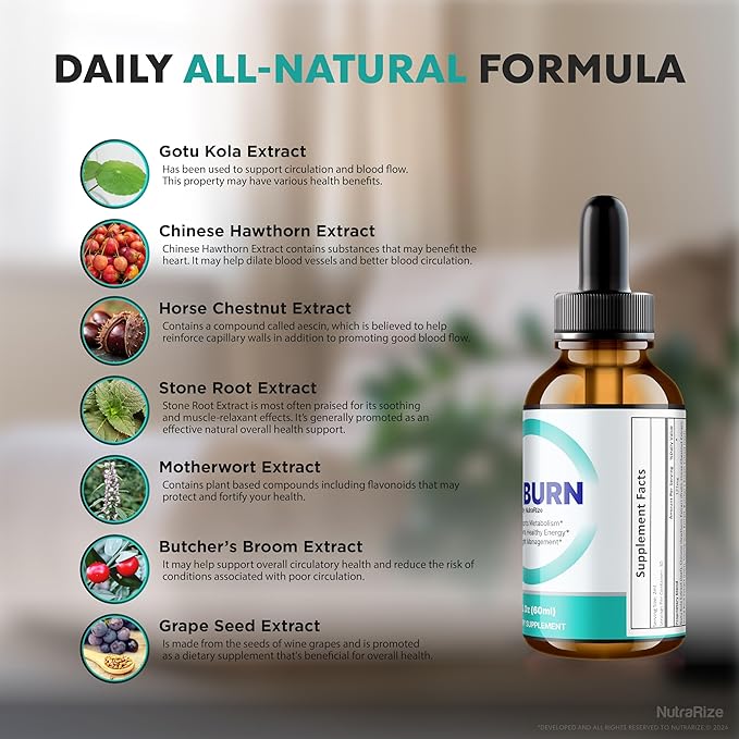 (2 Pack) 24 Burn Drops, All-Natural 24Burn Liquid (60 Servings)
