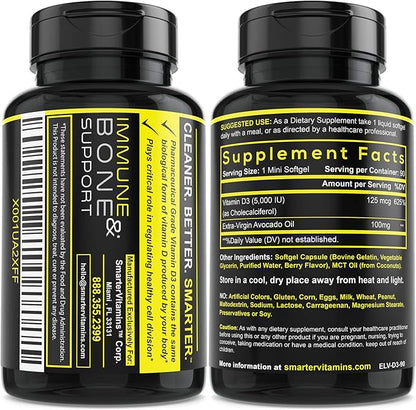 Smarter Vitamin D3 5000 IU in Avocado Oil 125mcg - 90 Mini Softgels