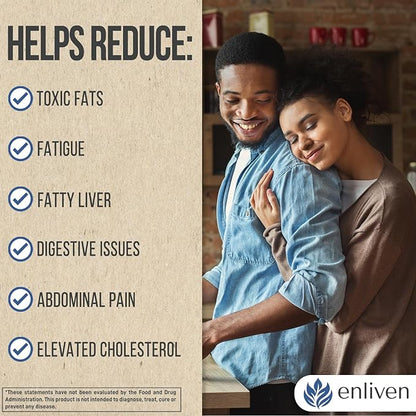 enliven Liver Cleanse Detox & Repair Supplement | Supports Liver Health with Milk Thistle, Dandelion Artichoke | Non-GMO Fatty Liver Support - Men & Women | Made in The USA (60 Capsules)
