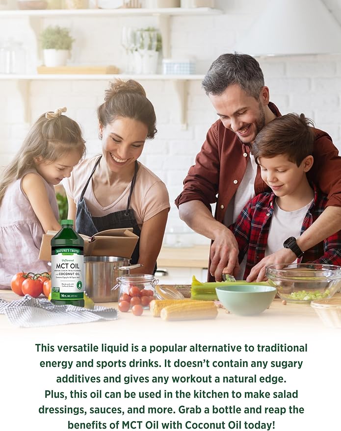 Nature's Truth MCT Oil | 16 fl. oz | Keto, Unflavored Formula | with Coconut Oil | Vegan, Non-GMO, and Gluten Free Supplement