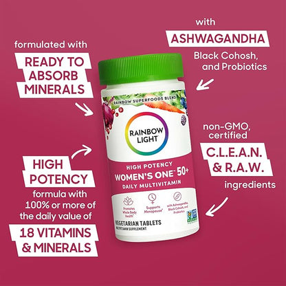 Rainbow Light Multivitamin for Women 50+, 50+ Multivitamin 150 Tablets