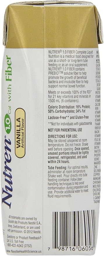 Nutren 1.0 Fiber Complete Nutrition, Vanilla, 8.45 Ounce 24)