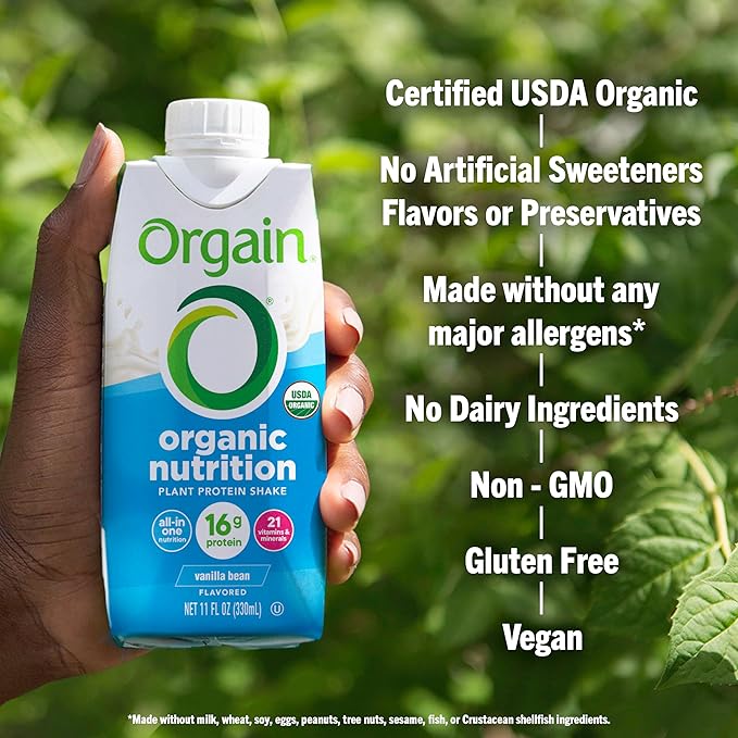 Orgain Organic Nutritional Vegan Protein Shake, 16g Plant 21 Vitamins 11 Fl 4)