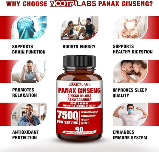 Korean Red Panax Ginseng 7500mg Highest 90 Vegan