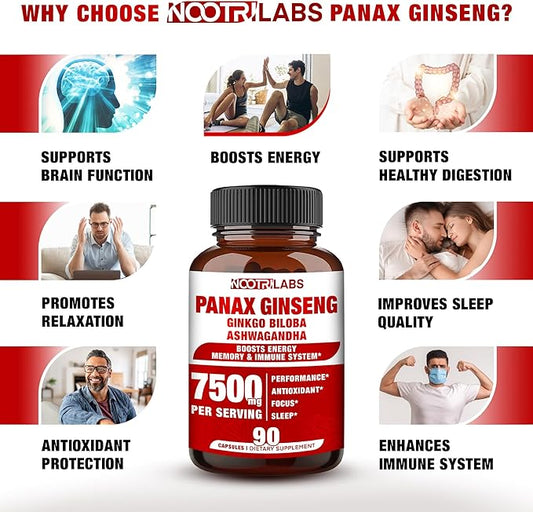 Korean Red Panax Ginseng 7500mg Highest 90 Vegan