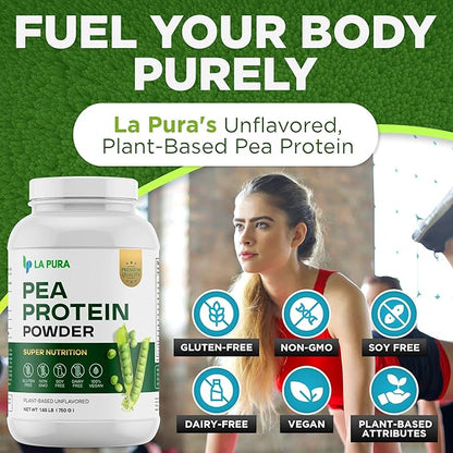 LaPura 100% Vegan Pea Protein Powder 1.65LB, Unflavored 20g Protein,