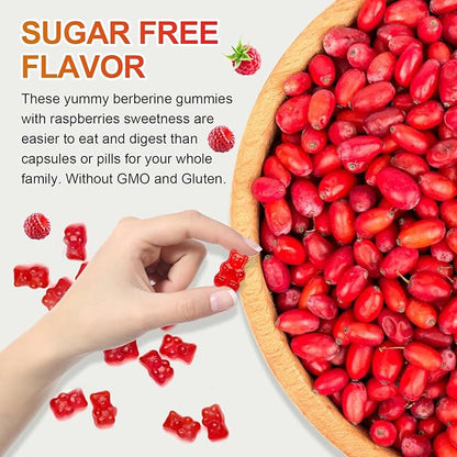 Sugar-Free Berberine Supplement Gummies, 1500mg Original Berberine HCL with Ceylon Cinnamon, Quercetin, Multivitamin, Support Immune & Gastrointestinal Function & Metabolism for Women & Men