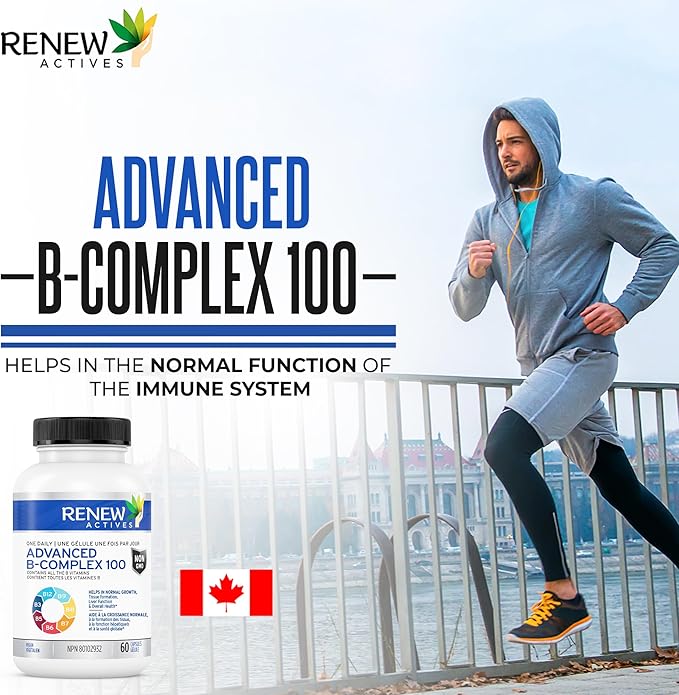 Renew Actives Vitamin B Complex 100: 100% of B1, B2, B2, B3, B3, B5, B5, B-6, B-6, B-12. B-12. Promotes 60 Caps