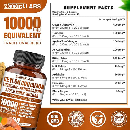 All-in-1 10000mg Highest Potency Ceylon Cinnamon, 90 Vegan