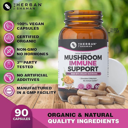 Mushroom Supplement Immune Support (90 Capsules)