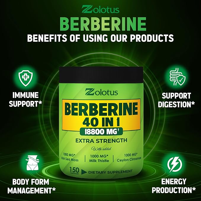 Zolotus 18800mg Berberine Supplement 40 in 1, with