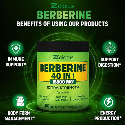Zolotus 18800mg Berberine Supplement 40 in 1, with