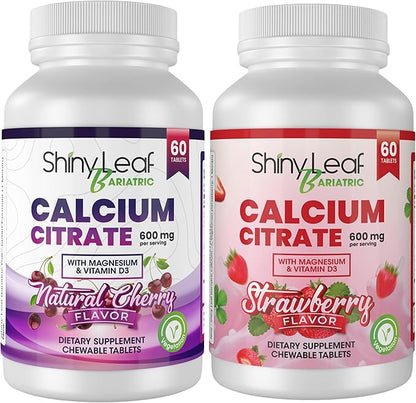 Shiny Leaf Bariatric Calcium Citrate 600 2 Flavors 60 Ct D3, Vegetarian
