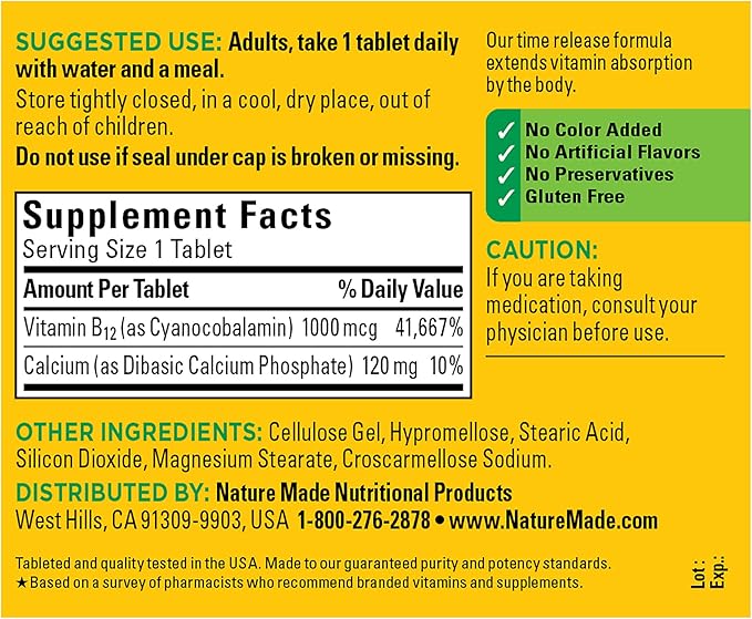 Nature Made Vitamin B12 1000 mcg, 160 Time 160 Day