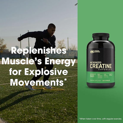 Optimum Nutrition Micronized Creatine Monohydrate Capsules, Keto Friendly, 2500mg, 200 Capsules (Packaging May Vary)