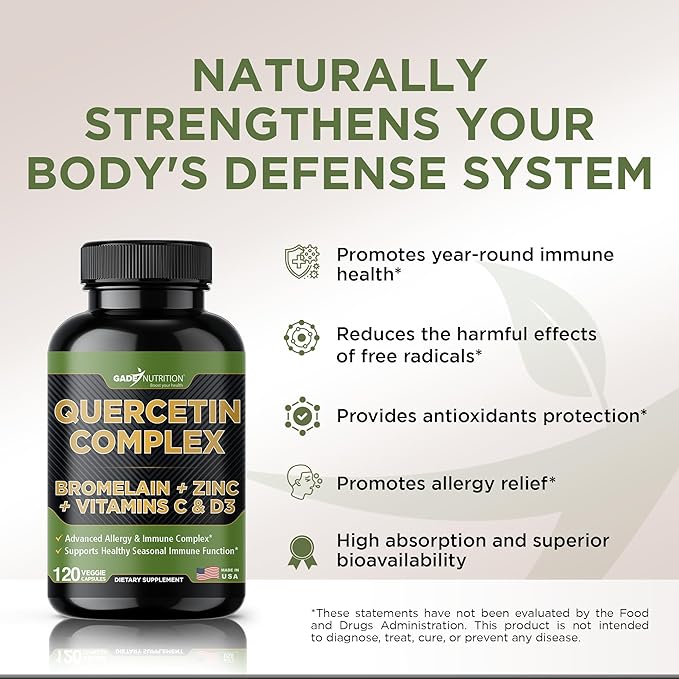 Organic quercetin, Quercetin with Bromelain, quercetin 500mg, quercetin d3, zinc
