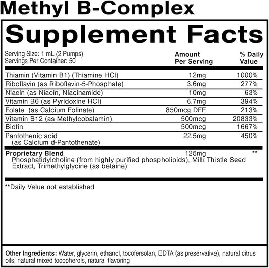 Quicksilver Scientific Methyl B Complex B12, Folate, B6, Riboflavin, B1, Niacin (50 ml)