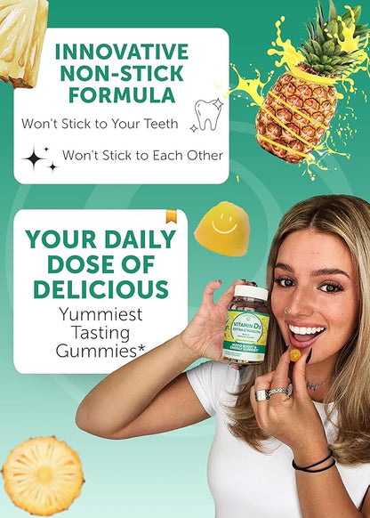 Lunakai USA Made Vitamin D3 Gummies 2000 IU - Non-GMO, Gluten-Free Vitamin D Gummies for Women & Men - Bone, Immune & Energy Support, 60ct
