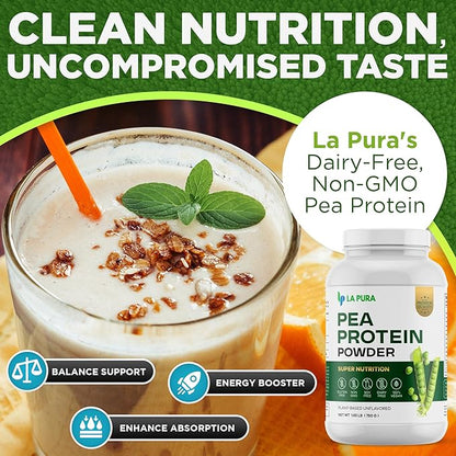 LaPura 100% Vegan Pea Protein Powder 1.65LB, Unflavored 20g Protein,