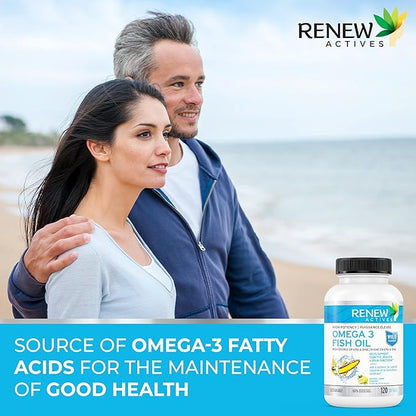 Renew Actives Triple Strength Burpless Omega-3 1200mg Concentrated 120 Easy-to-Swallow