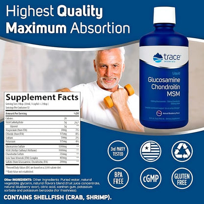 Trace Minerals | Liquid Glucosamine Chondroitin 32 Servings, 32 fl
