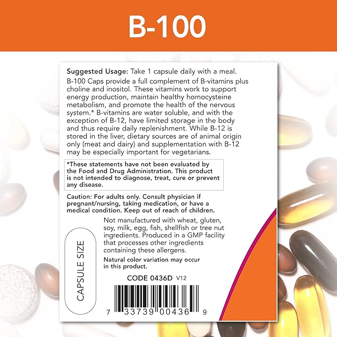 Now Foods B-100, 100 Capsules (Pack 2)