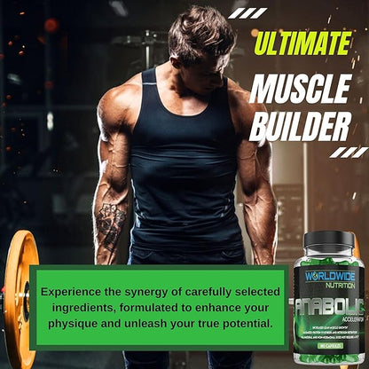 Worldwide Nutrition Anabolic Accelerator Vitamin Supplement - Ignite Your Growth, Strength & Energy Journey - Muscle Builder & Cortisol Blocker for Men - 180 Count Supplements for Men
